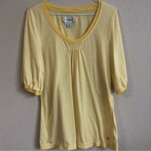 American Eagle Top Yellow White Striped Retro